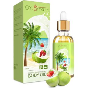Body Skin Care，Coconut and Strawberry Body Oil Luxurious Antioxidant Body Oil Infused with Vitamin E, Jojoba, and Argan Oil for Ultimate Skin Nourishment and Radiance - 115ML