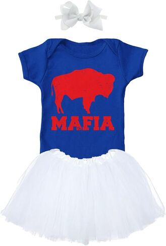 Buffalo Mafia - State Proud Strong Pride Sports Baby Bodysuit + Tutu Skirt + Bow Headband Set in Saudi Arabia