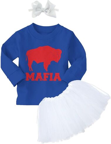 Buffalo Mafia - State Proud Strong Pride Sports Baby Bodysuit + Tutu Skirt + Bow Headband Set in Saudi Arabia