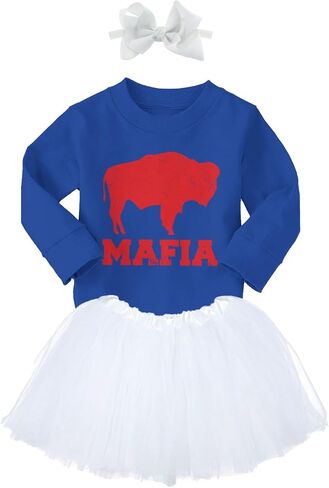 Buffalo Mafia - State Proud Strong Pride Sports Baby Bodysuit + Tutu Skirt + Bow Headband Set in Saudi Arabia