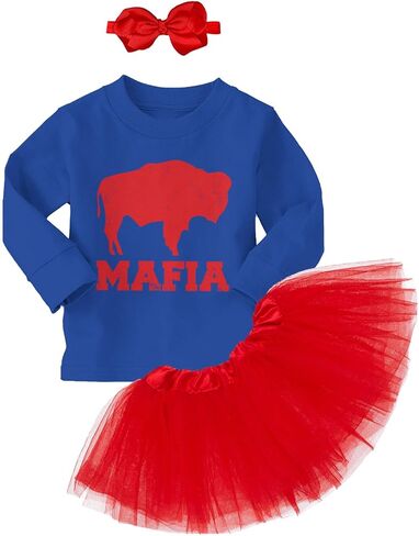 Buffalo Mafia - State Proud Strong Pride Sports Baby Bodysuit + Tutu Skirt + Bow Headband Set in Saudi Arabia