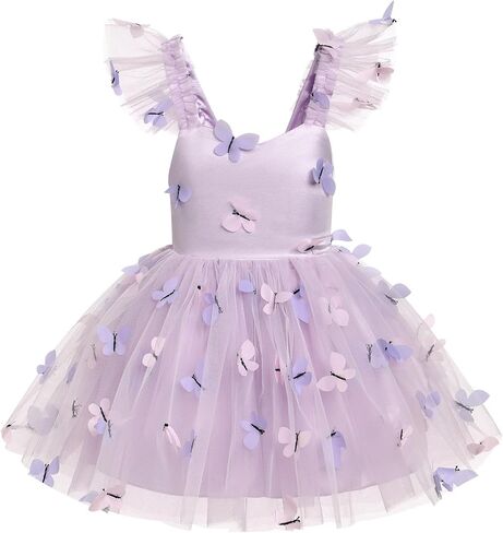 IDOPIP Baby Girls Butterfly Tutu Dress Summer Sleeveless Backless Princess Birthday Party Dresses Ruffle Tulle Sundress 6M-5T in Saudi Arabia