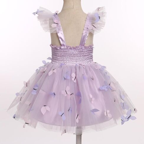 IDOPIP Baby Girls Butterfly Tutu Dress Summer Sleeveless Backless Princess Birthday Party Dresses Ruffle Tulle Sundress 6M-5T in Saudi Arabia