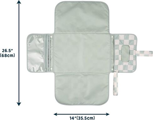 Portable Diaper Changing Pad, Foldable Waterproof Baby Change Pad for Newborn Girl & Boy with Smart Wipes Pocket (Sage Checkers) in Kuwait