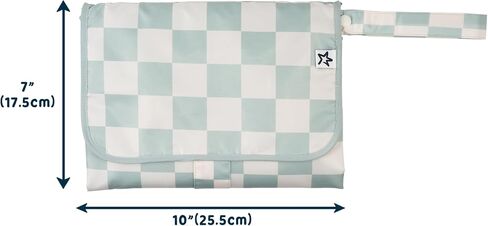 Portable Diaper Changing Pad, Foldable Waterproof Baby Change Pad for Newborn Girl & Boy with Smart Wipes Pocket (Sage Checkers) in Kuwait