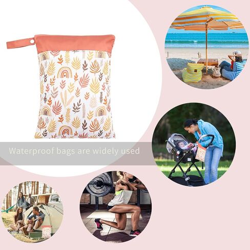 Waterproof Wet Dry Bags, Swimsuit Gym Bag, Baby Cloth Diapers, Travel, Beach, Makeup Bag, Dirty Clothes Storage Bag, Washable Reusable Wet and Dry Bag (multicolored plant-01) in Saudi Arabia