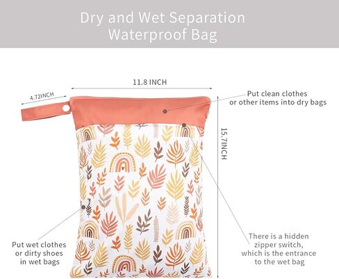 Waterproof Wet Dry Bags, Swimsuit Gym Bag, Baby Cloth Diapers, Travel, Beach, Makeup Bag, Dirty Clothes Storage Bag, Washable Reusable Wet and Dry Bag (multicolored plant-01) in Saudi Arabia
