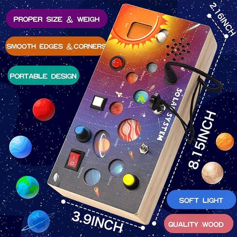 Busy Board Toys for Toddlers,Wooden Montessori Toys with Keys 6 Led Light Switch for Toddlers 1-3,Sensory Board Toys Educational Activity,Travel Toys & Gifts for Kids Boys and Girls 1+ Year Old in Saudi Arabia