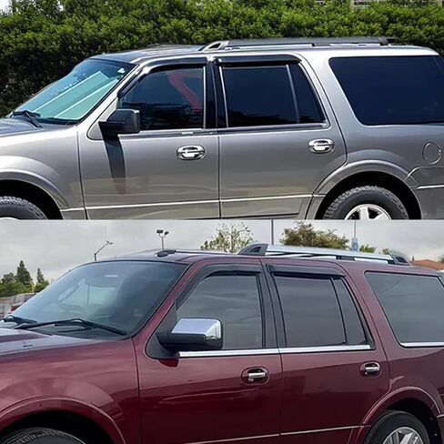 أقنعة نافذة واقيات المطر لـ 2015-2024 Ford F150، 2017-2024 Ford F150 Raptor/F250/F350/F450، 17-22 F550 Super Duty Super Cab كابينة ممتدة، عاكسات الرياح للتهوية، ظل دخان ملون 94974 in Kuwait