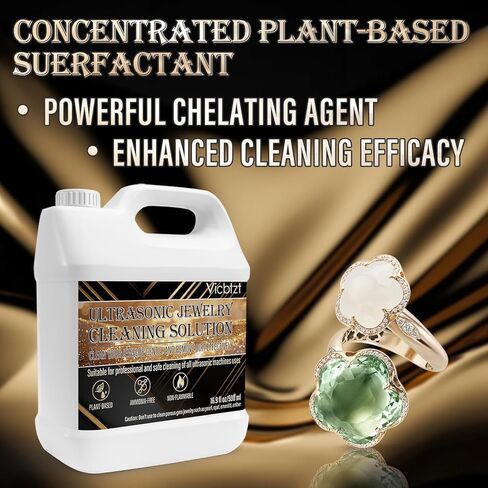 Ultrasonic Jewelry Cleaner Solution, Powerful Jewelry Cleaner Concentrate with Plant Based Formula, Safe and Non-toxic Cleaning for Diamond, Gem, Gold, Silver Ring.15.6 oz in Kuwait