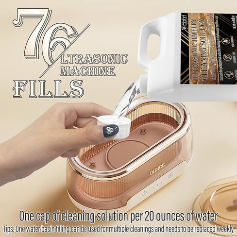 Ultrasonic Jewelry Cleaner Solution, Powerful Jewelry Cleaner Concentrate with Plant Based Formula, Safe and Non-toxic Cleaning for Diamond, Gem, Gold, Silver Ring.15.6 oz in Kuwait