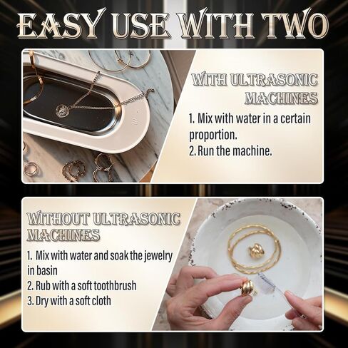 Ultrasonic Jewelry Cleaner Solution, Powerful Jewelry Cleaner Concentrate with Plant Based Formula, Safe and Non-toxic Cleaning for Diamond, Gem, Gold, Silver Ring.15.6 oz in Kuwait