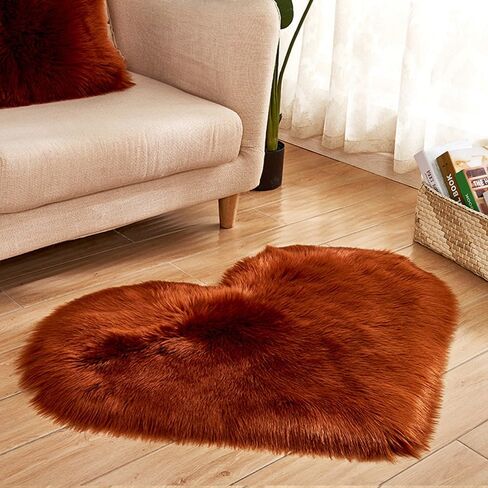 سجاد منطقة على شكل قلب من فرو الغنم الصناعي، 30.48 سم × 40.64 سم، سجاد أرضيات من الصوف الفاخر للحمام غير قابل للانزلاق لديكور المنزل وغرفة المعيشة وغرفة النوم والحيوانات الأليفة وغرفة الأطفال (أحمر وردي) in Saudi Arabia