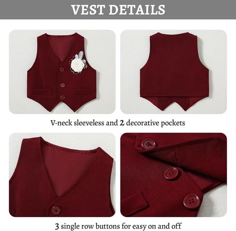Baby Boy Clothes Suit Infant Gentleman Wedding Outfit Dress Shirt+Bowtie+Vest+Corsage+Suspender+Pants 6Pcs Set 0-24M in Kuwait