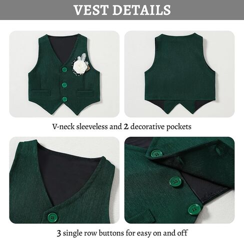 Baby Boy Clothes Suit Infant Gentleman Wedding Outfit Dress Shirt+Bowtie+Vest+Corsage+Suspender+Pants 6Pcs Set 0-24M in Saudi Arabia