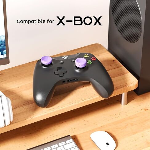 مجموعة مقابض الإبهام الواقية من ELETIUO مكونة من 8 قطع متوافقة مع Xbox Series X/S وXbox One وXbox One X/S، أغطية عصا إبهام سيليكون مضادة للانزلاق مع 4 تصميمات، أغطية عصا تناظرية مخصصة، أرجواني in Kuwait