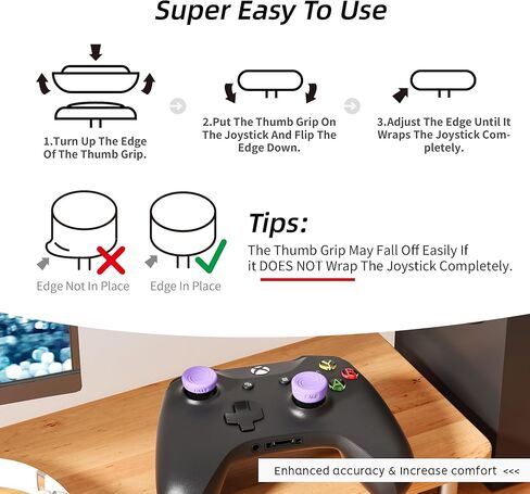 مجموعة مقابض الإبهام الواقية من ELETIUO مكونة من 8 قطع متوافقة مع Xbox Series X/S وXbox One وXbox One X/S، أغطية عصا إبهام سيليكون مضادة للانزلاق مع 4 تصميمات، أغطية عصا تناظرية مخصصة، أرجواني in Kuwait