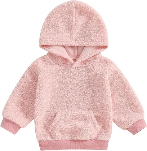 Mandizy Toddler Baby Girl Boy Winter Clothes Fleece Jacket Hoodie Coat Warm Furry Hooded Jumper Outerwear Tops in Saudi Arabia