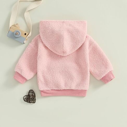 Mandizy Toddler Baby Girl Boy Winter Clothes Fleece Jacket Hoodie Coat Warm Furry Hooded Jumper Outerwear Tops in Saudi Arabia