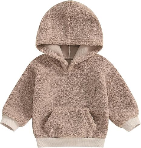 Mandizy Toddler Baby Girl Boy Winter Clothes Fleece Jacket Hoodie Coat Warm Furry Hooded Jumper Outerwear Tops in Saudi Arabia