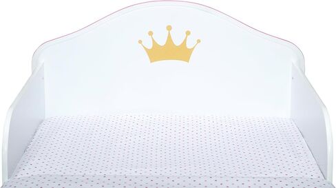 Delta Children Princess Crown Wood Toddler Bed with Fabric Mattress Support - Greenguard Gold Certified, White/Pink in Saudi Arabia