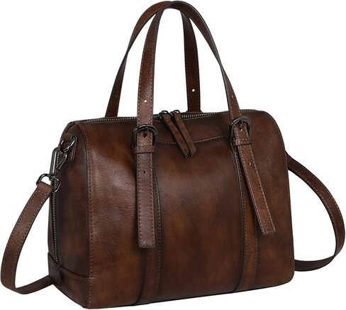 Iswee Medium Leather Crossbody Bag Women Purses and Handbags Satchel Bag Retro Shoulder Purse Work Tote Hobo Bags Top Handle (Brown) in Kuwait