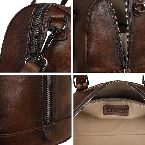 Iswee Medium Leather Crossbody Bag Women Purses and Handbags Satchel Bag Retro Shoulder Purse Work Tote Hobo Bags Top Handle (Brown) in Kuwait