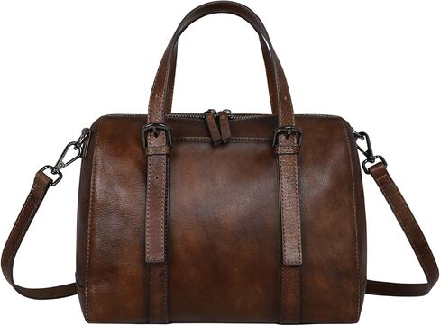 Iswee Medium Leather Crossbody Bag Women Purses and Handbags Satchel Bag Retro Shoulder Purse Work Tote Hobo Bags Top Handle (Brown) in Kuwait