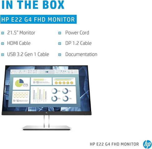 HP E23 G4 Monitor 9VF96AA#ABA Bundle with Docztorm Dock, 23" FHD IPS (1920x1080) 60Hz Display, 1 DP, HDMI, VESA Mount (100x100 mm), Ideal for Home & Business, Black/Silver (2024 Latest Model) (2 Pack) in Saudi Arabia