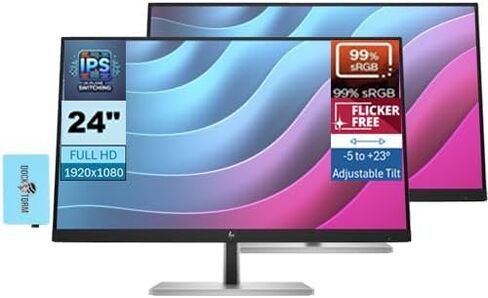 HP E23 G4 Monitor 9VF96AA#ABA Bundle with Docztorm Dock, 23" FHD IPS (1920x1080) 60Hz Display, 1 DP, HDMI, VESA Mount (100x100 mm), Ideal for Home & Business, Black/Silver (2024 Latest Model) (2 Pack) in Saudi Arabia