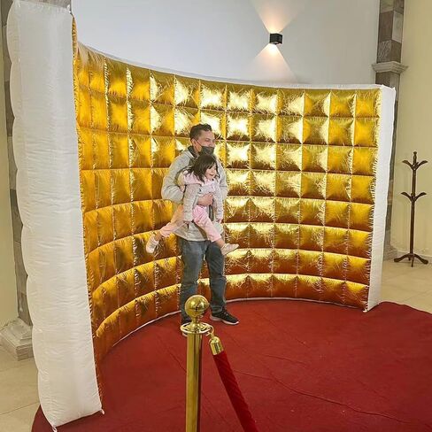 SAYOK Inflatable Photo Booth Wall (Gold, 119' 'x 59''x 91'') Selfie Booth Backdrop, Photo Booth Enclosure Inflatable Photo Shoot Background Golden Wall for Wedding Party Exhibition Event in Kuwait