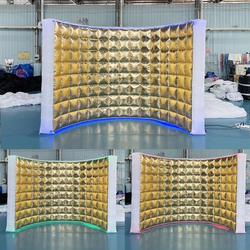 SAYOK Inflatable Photo Booth Wall (Gold, 119' 'x 59''x 91'') Selfie Booth Backdrop, Photo Booth Enclosure Inflatable Photo Shoot Background Golden Wall for Wedding Party Exhibition Event in Kuwait