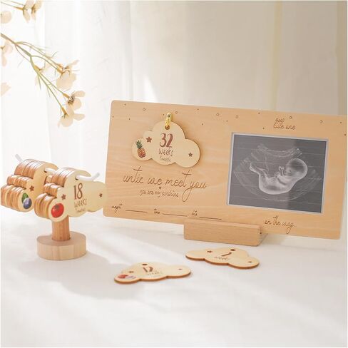 Sonogram Picture Frame,Ultrasound Photo Frame with Baby Countdown Weeks ，Picture Frames Clouds- Baby Nursery Decor for Birth Information to be Unique Gifts for Pregnant Women Gender Reveal in Saudi Arabia