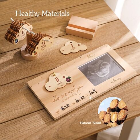 Sonogram Picture Frame,Ultrasound Photo Frame with Baby Countdown Weeks ，Picture Frames Clouds- Baby Nursery Decor for Birth Information to be Unique Gifts for Pregnant Women Gender Reveal in Saudi Arabia