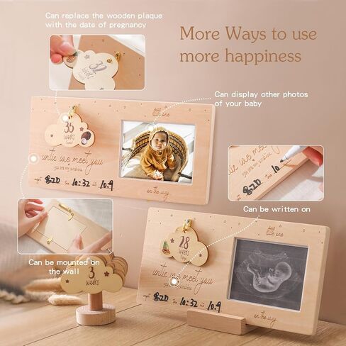 Sonogram Picture Frame,Ultrasound Photo Frame with Baby Countdown Weeks ，Picture Frames Clouds- Baby Nursery Decor for Birth Information to be Unique Gifts for Pregnant Women Gender Reveal in Saudi Arabia