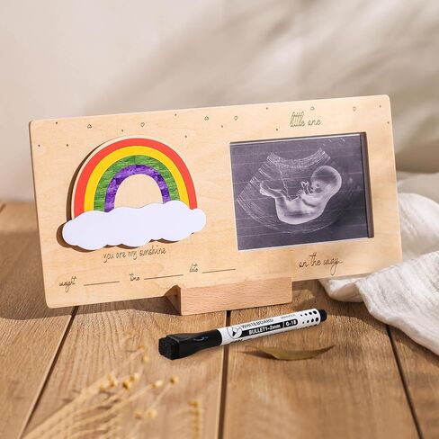 إطار صورة Sonogram، إطار صور بالموجات فوق الصوتية مع أسابيع العد التنازلي للطفل، إطارات صور سحابية - ديكور لحضانة الأطفال لمعلومات الولادة لتكون هدايا فريدة للنساء الحوامل للكشف عن الجنس in Kuwait