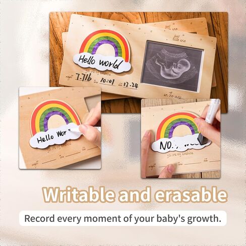إطار صورة Sonogram، إطار صور بالموجات فوق الصوتية مع أسابيع العد التنازلي للطفل، إطارات صور سحابية - ديكور لحضانة الأطفال لمعلومات الولادة لتكون هدايا فريدة للنساء الحوامل للكشف عن الجنس in Kuwait