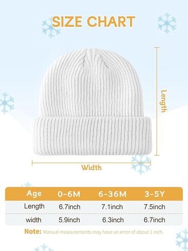 Glooarm 3 Pack Baby Beanie Toddler Boys Girls Beanie Knit Warm Winter Hats Newborn Infant Cuffed Caps, 0-5 Years in Saudi Arabia