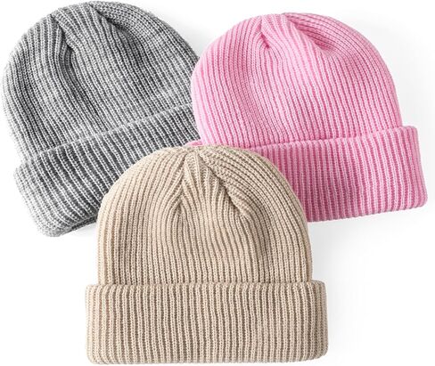 Glooarm 3 Pack Baby Beanie Toddler Boys Girls Beanie Knit Warm Winter Hats Newborn Infant Cuffed Caps, 0-5 Years in Saudi Arabia