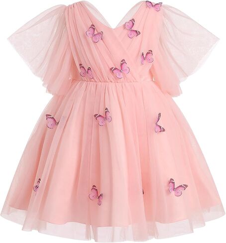Baby Girl Butterfly Dress Toddler Ruffle Butterfly Tulle Dresses Birthday Pageant Wedding Party Dresses in Saudi Arabia