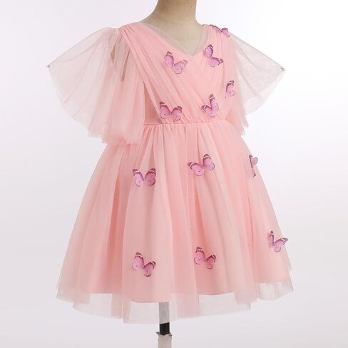 Baby Girl Butterfly Dress Toddler Ruffle Butterfly Tulle Dresses Birthday Pageant Wedding Party Dresses in Saudi Arabia