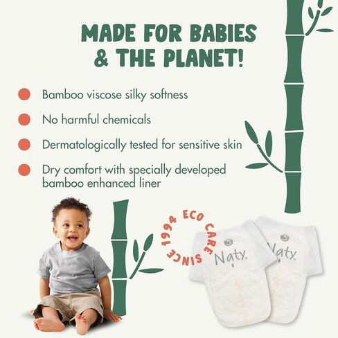 Naty Bamboo Viscose Training Pants – Potty training underwear, Pull ups, Eco-Friendly, Silky Soft, Hypoallergenic, for Sensitive Skin & Super Absorbent (Size 7, 64 Count) in Saudi Arabia