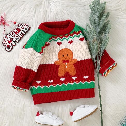 Ayalinggo Toddler Christmas Sweaters Baby Boy Girl Gingerbread Man Outfit Knitted Sweater Xmas Pullover Crewneck Sweatshirt in Saudi Arabia