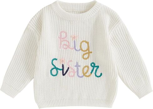 Baby Boys Girls Fall Winter Knit Sweater Long Sleeve Round Neck Embroidery Knitwears Toddler Birthday Sweatshirt in Saudi Arabia