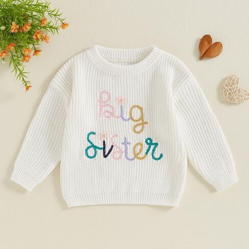 Baby Boys Girls Fall Winter Knit Sweater Long Sleeve Round Neck Embroidery Knitwears Toddler Birthday Sweatshirt in Saudi Arabia