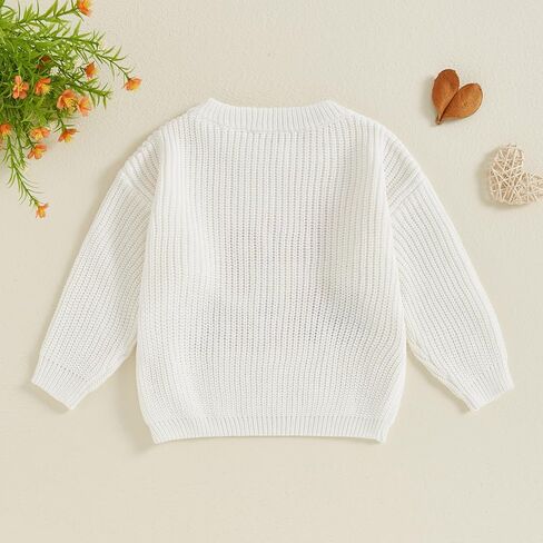 Baby Boys Girls Fall Winter Knit Sweater Long Sleeve Round Neck Embroidery Knitwears Toddler Birthday Sweatshirt in Saudi Arabia