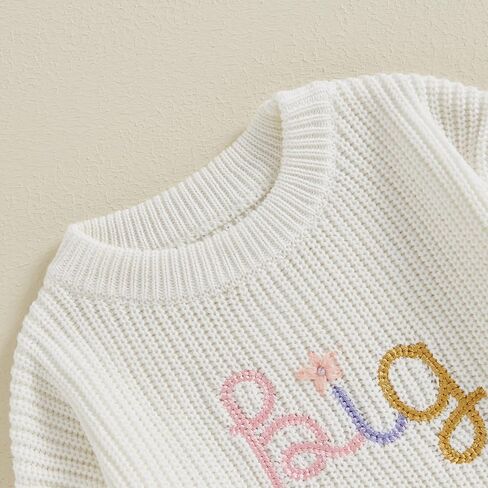 Baby Boys Girls Fall Winter Knit Sweater Long Sleeve Round Neck Embroidery Knitwears Toddler Birthday Sweatshirt in Saudi Arabia
