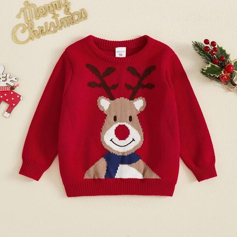 طفل رضيع فتاة متماسكة سترة عيد الميلاد الزي الغزلان البلوز Crewneck البلوز سترة عيد الميلاد الدافئة in Saudi Arabia