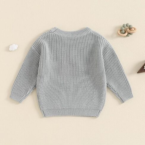Baby Boys Girls Fall Winter Knit Sweater Long Sleeve Round Neck Embroidery Knitwears Toddler Birthday Sweatshirt in Saudi Arabia