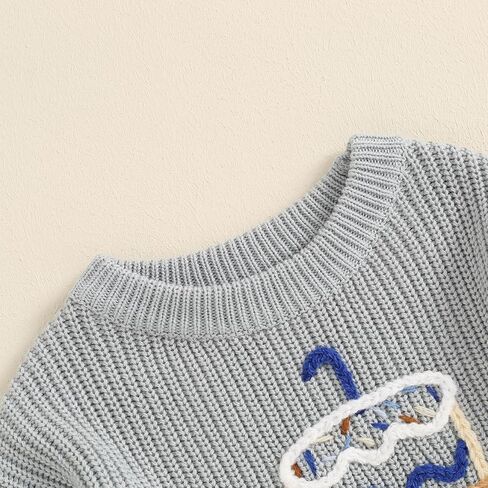 Baby Boys Girls Fall Winter Knit Sweater Long Sleeve Round Neck Embroidery Knitwears Toddler Birthday Sweatshirt in Saudi Arabia